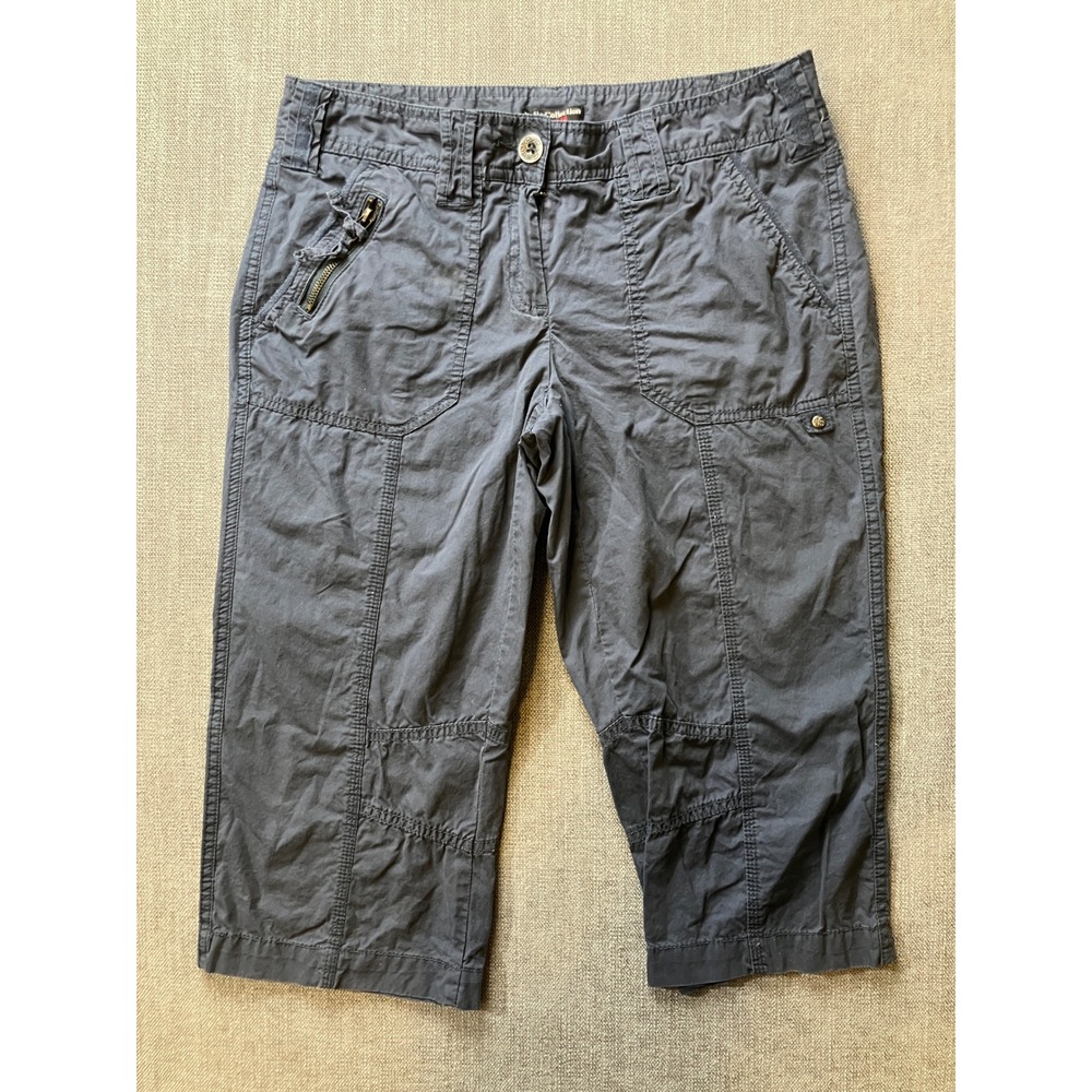 Dalia Collection Women 4 Charcoal‎ Gray Utility Capri Cargo Pants Modern Fit